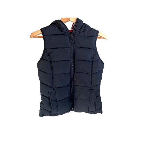 ZARA Black & Plaid Winter Puffy Vest XS - Picture 5 of 10